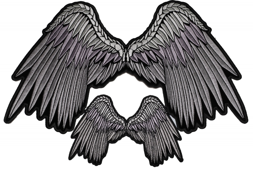 Pretty Gray Angel Wings Small and Large Patch