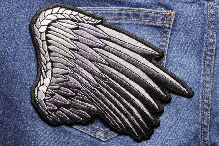 Silver Angel Right Wing Patch shown on jeans