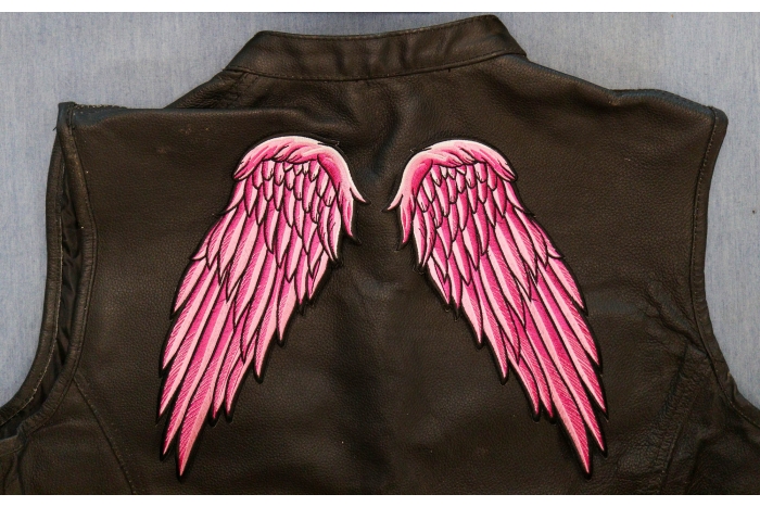 Angel Wing Patch shown on leather vest