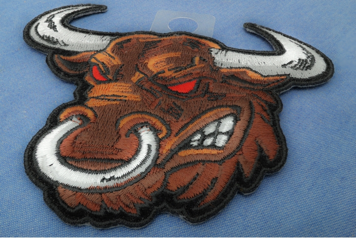 Angry Bull Iron on Patch diagonal view