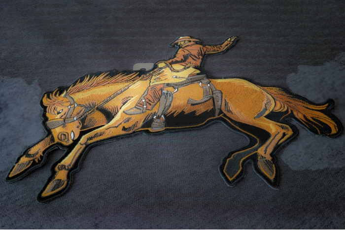 Cowboy on Horse Patch diagonal view