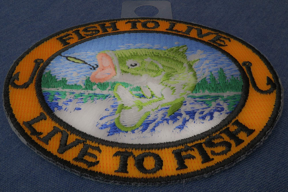 Live to Fish Patch, Small Embroidered Iron On Patches