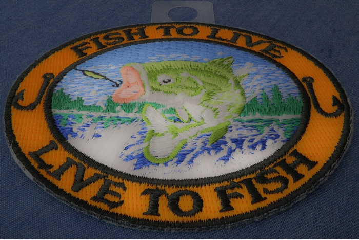 Fish To Live Bass Patch For Fishermen diagonal view