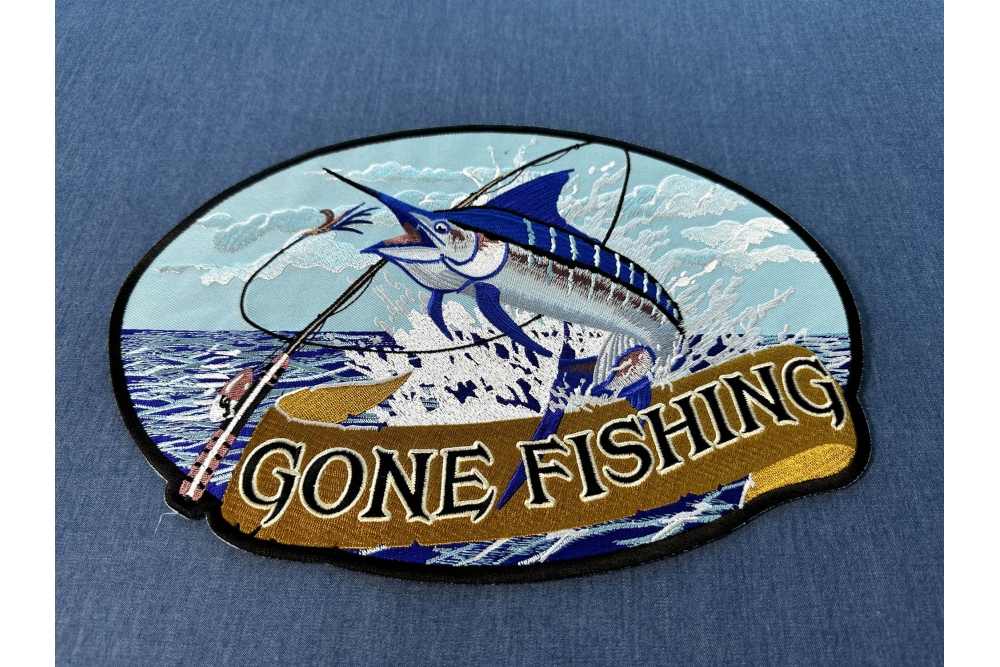Gone Fishing Marlin Patch, Large Animal Patches for Jackets by Ivamis  Patches