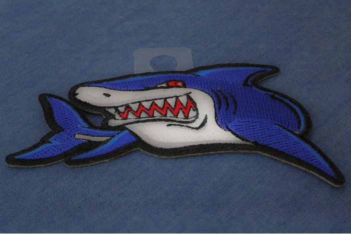 Iron on Shark Patch diagonal view