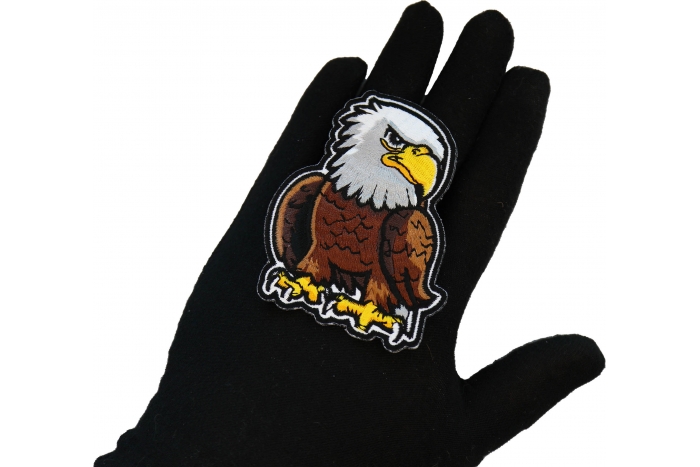 Cartoon Eagle Patch shown on hand for size comparison