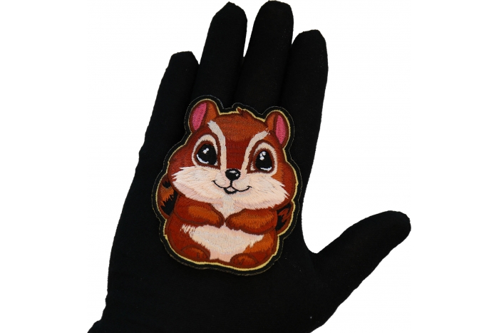 Chipmunk Patch shown on hand for size comparison