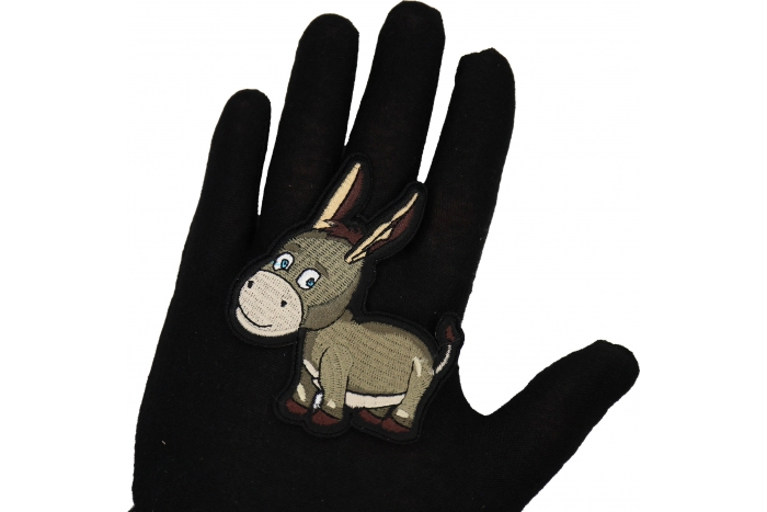 Cute Baby Donkey Patch shown on hand for size comparison