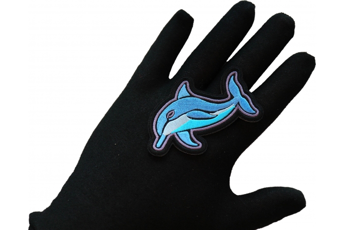 Dolphin Patch, Cute Animal Patches shown on hand for size comparison