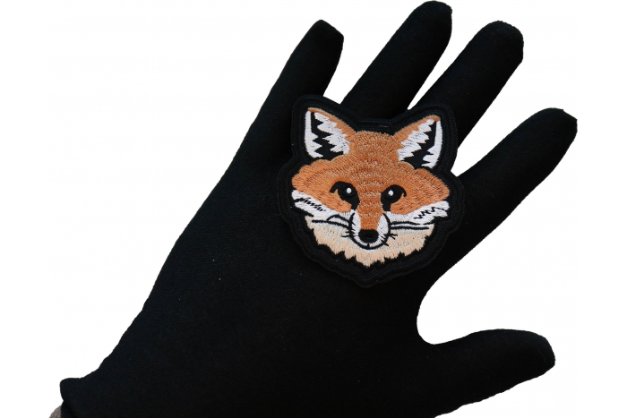 Cute Fox Patch, Cute Animal Patches shown on hand for size comparison