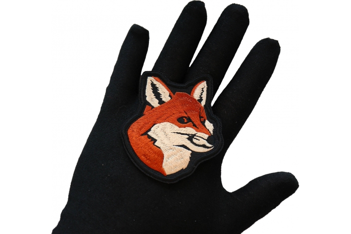 Smiling Fox Patch, Cute Animal Patches shown on hand for size comparison