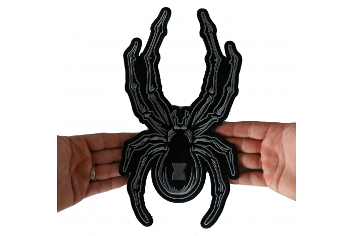 Spider Patch, Large Animal Patches for Jackets shown on hand for size comparison