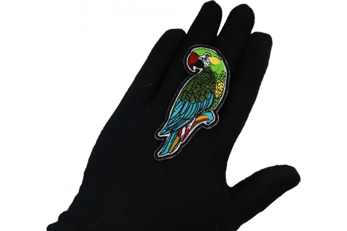 Parrot Patch shown on hand for size comparison
