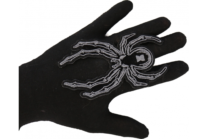 Arachnid Patch Iron On shown on hand for size comparison