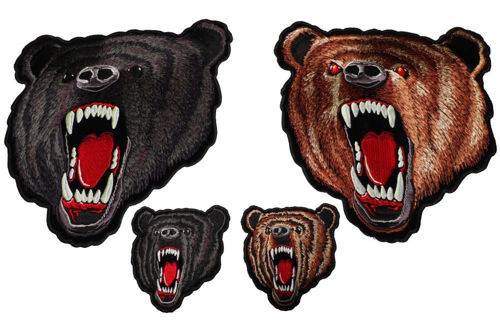 Brown and Black Bears Small and Large Set of 4 Patches