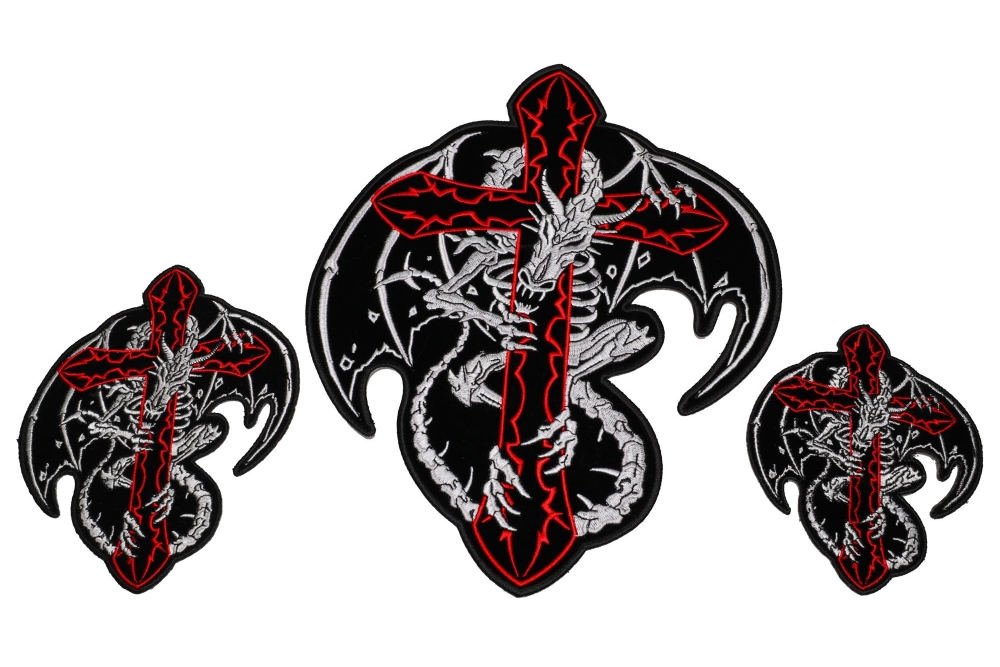 Dragon Around Red Cross Small Medium and Large 3 Piece Patch Set