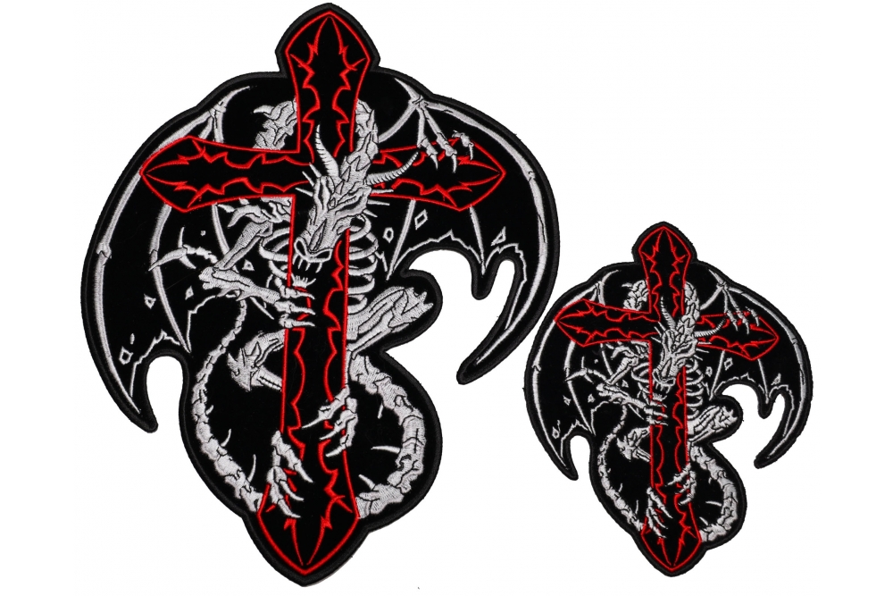 Dragon Skeleton and Cross Patch Set Small and Large