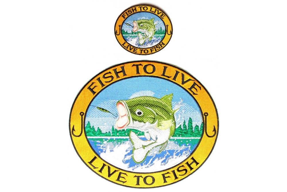 Fishermens 2 Piece Patch Set Fish To Live, Live To Fish