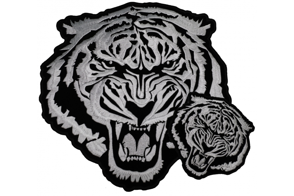 Large Iron on Patches for Jackets, Large Blue Tiger Patch, Iron-on