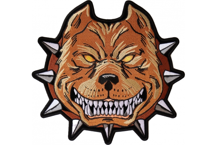 Pit Bull Spike Collar Large Iron on Patch Pit Bull Spike Collar Large Iron on Patch