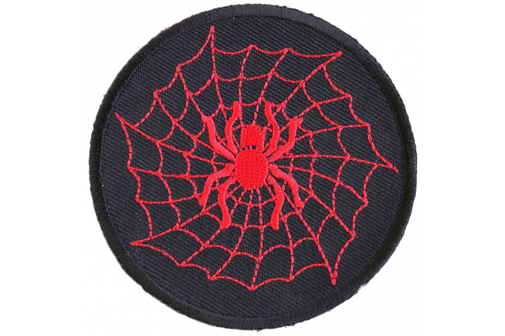 Iron On Red Spider and Web Patch  Embroidered Patches by Ivamis