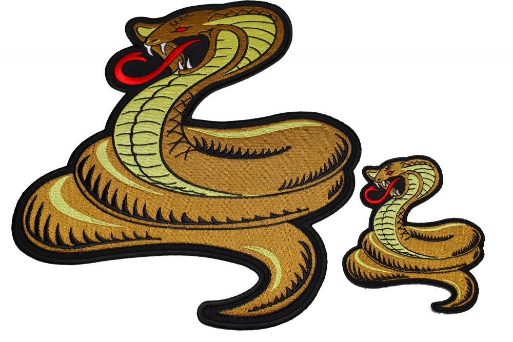 Set of 2 Small and Large Cobra Snake Patches