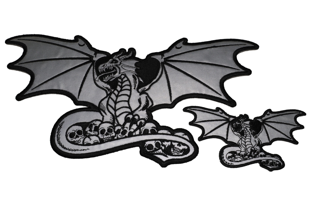 Set of 2 Small and Large Reflective Dragon Patches