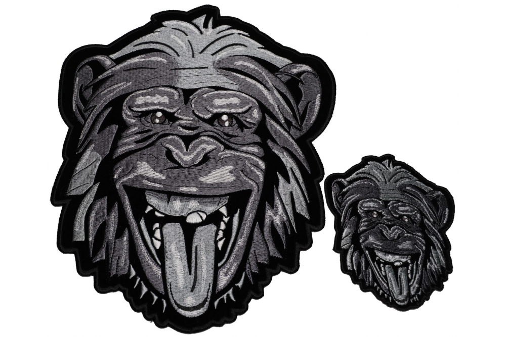 Set of 2 Small and Large Silver Gorilla Patches