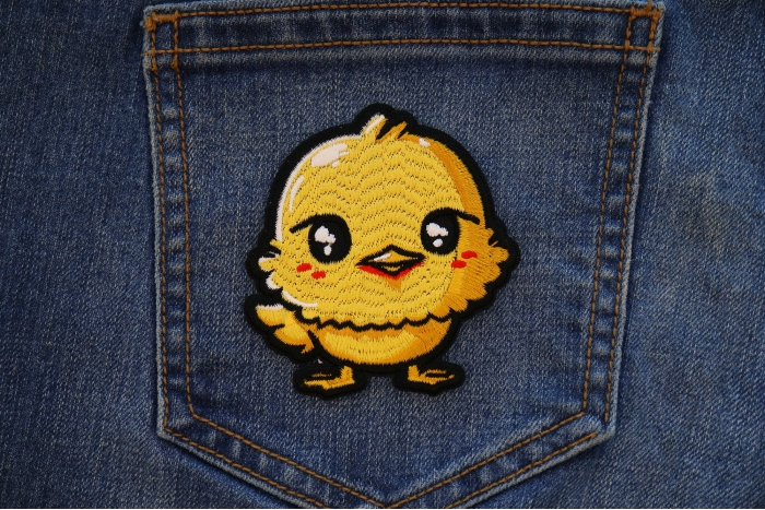 Baby Chick Patch shown on jeans