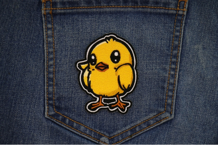 Baby Chick Patch shown on jeans
