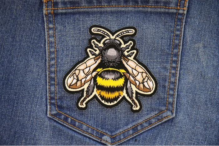 Bee Patch shown on jeans