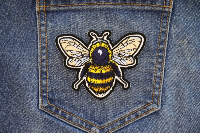 Bee Patch shown on jeans