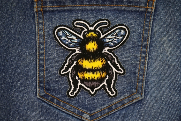 Bee Patch shown on jeans