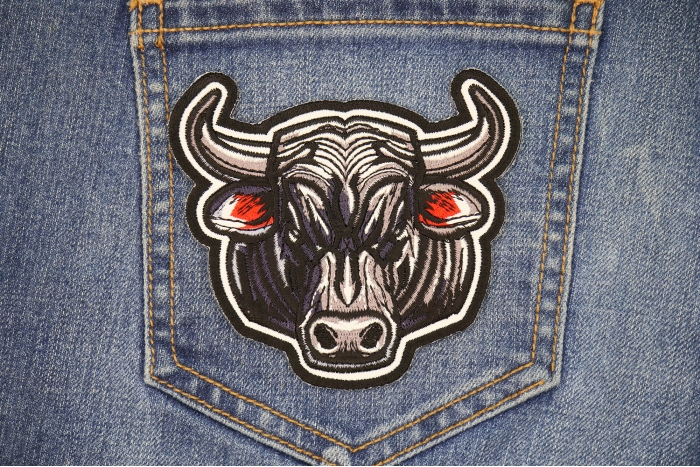 Black Bull Patch shown on jeans