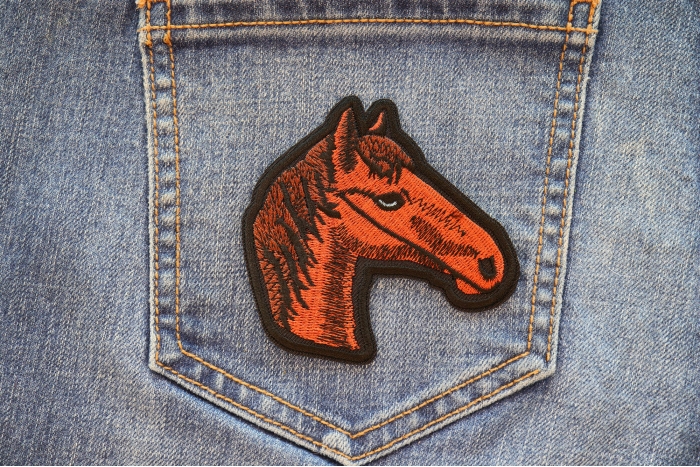 Brown Horse Patch shown on jeans