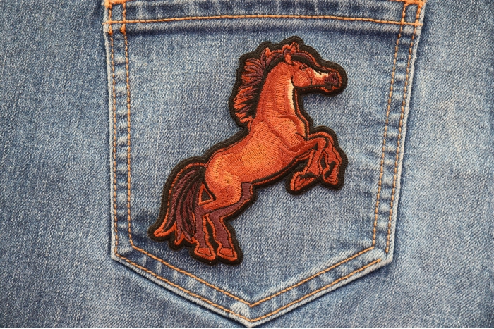 Brown Horse Patch shown on jeans