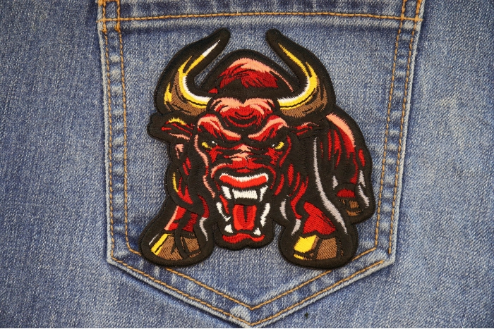 Bull Charging Patch shown on jeans