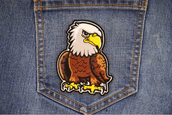 Cartoon Eagle Patch shown on jeans