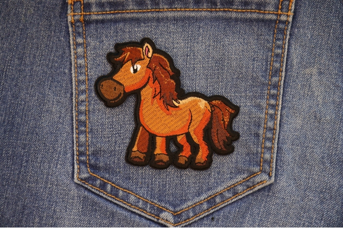 Cartoon Horse Patch shown on jeans