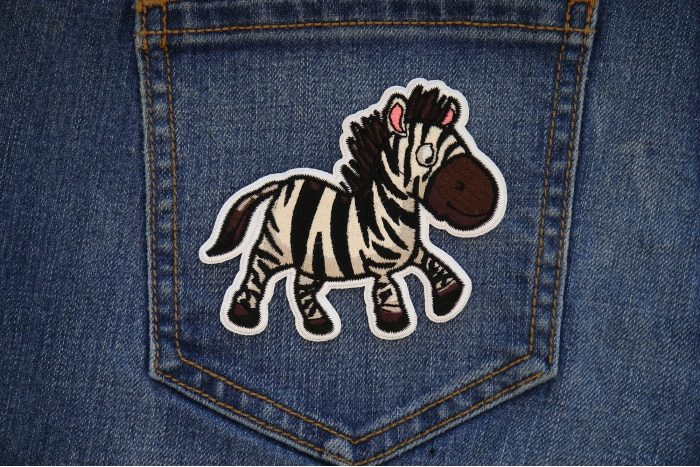 Cartoon Zebra Patch shown on jeans