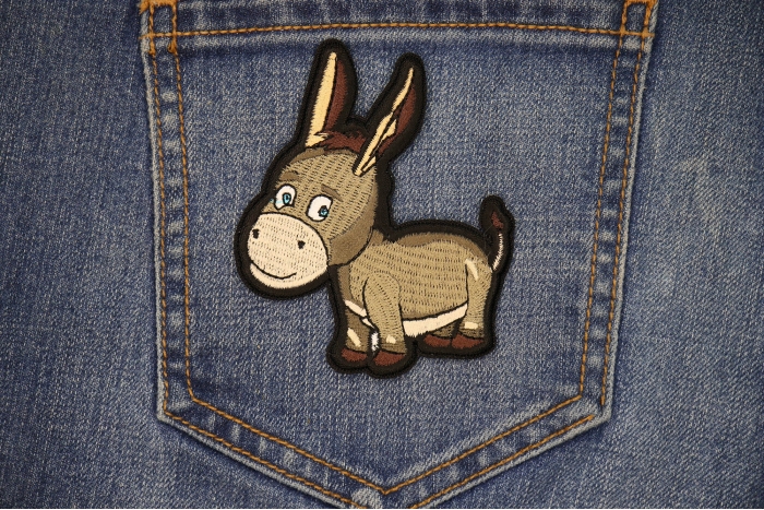 Cute Baby Donkey Patch shown on jeans