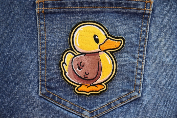 Cute Baby Duck Patch shown on jeans
