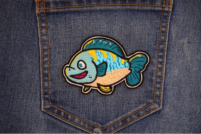 Cute Fish Patch shown on jeans