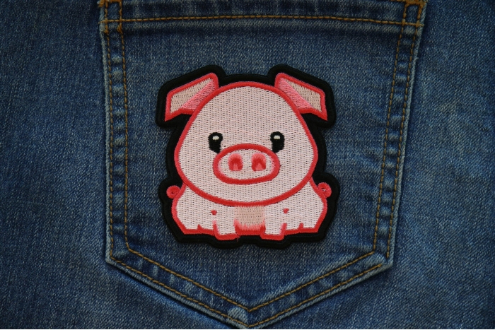 Fat Pig Iron on Patch shown on jeans