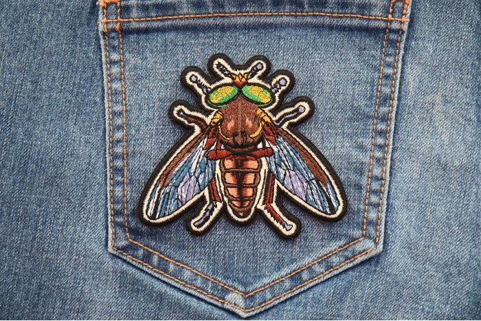 Fly Patch shown on jeans