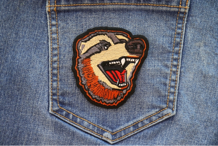 Funny Hyena Iron on Patch shown on jeans