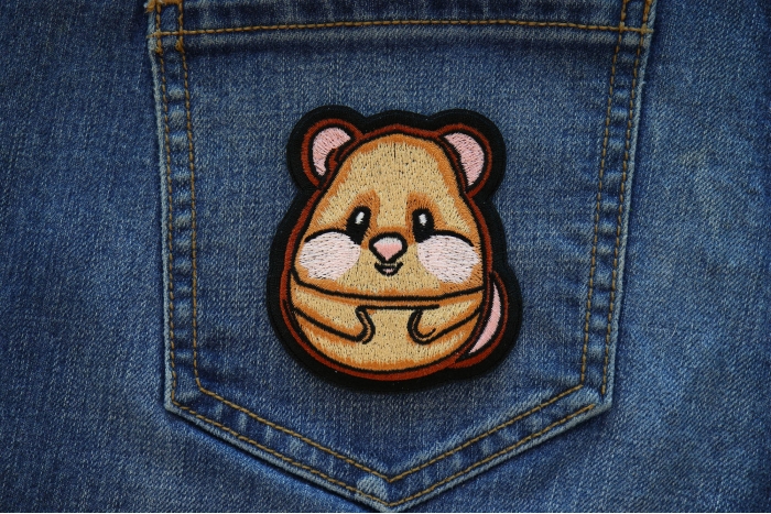 Hamster Iron on Patch shown on jeans