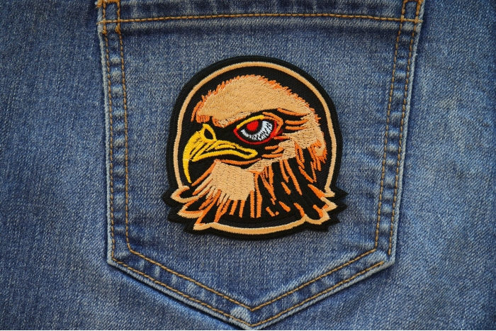 Hawk Iron on Patch shown on jeans