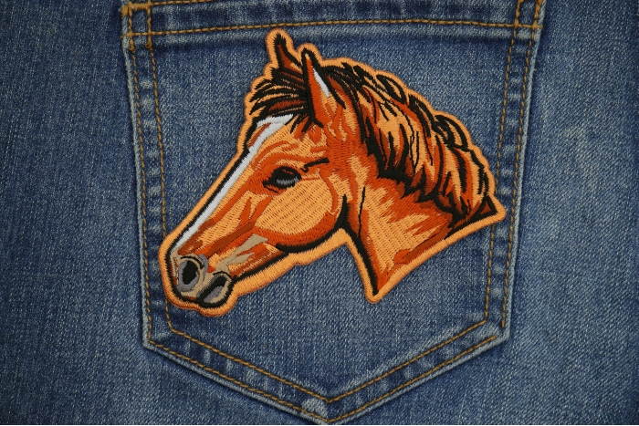 Horse Head Patch shown on jeans