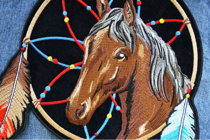 Horse in Dreamcatcher Patch shown on jeans